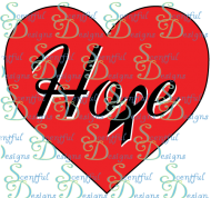 Hope in hearts w/ ribbon