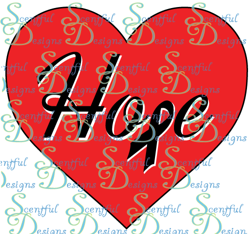 Hope in hearts w/ ribbon